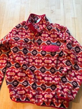 Patagonia Red Multi Geometric Printed Snap-T Fleece Pullover